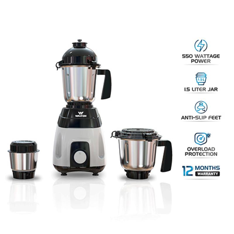 Walton 3in1 SS Heavy Duty Mixer Grinder || ওয়ালটন ৩-ইন-১ স্টেইনলেস স্টিল হেভি ডিউটি মিক্সার গ্রাইন্ডার || WBL-15GM55S