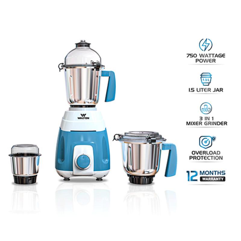 Walton 3in1 SS Heavy Duty Mixer Grinder || ওয়ালটন ৩-ইন-১ স্টেইনলেস স্টিল হেভি ডিউটি মিক্সার গ্রাইন্ডার || WBL-15GM75